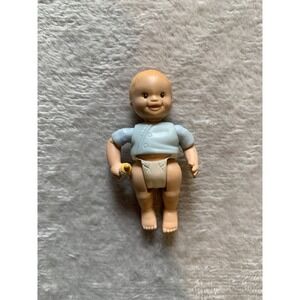 Fisher Price Loving Family Dollhouse Baby Boy Twin Doll Blue Bottle Diaper 1998